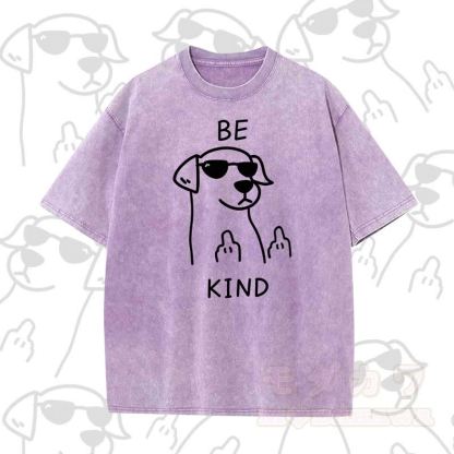 MODAKAWA BE KIND Cooles Kurzarm-T-Shirt mit Hundeprint - Lila A - 5XL - image 13