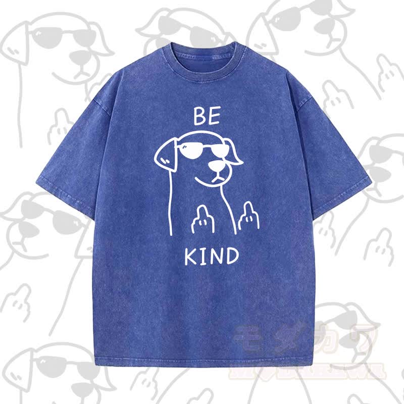MODAKAWA BE KIND Cooles Kurzarm-T-Shirt mit Hundeprint - Blau B - 5XL - image 10