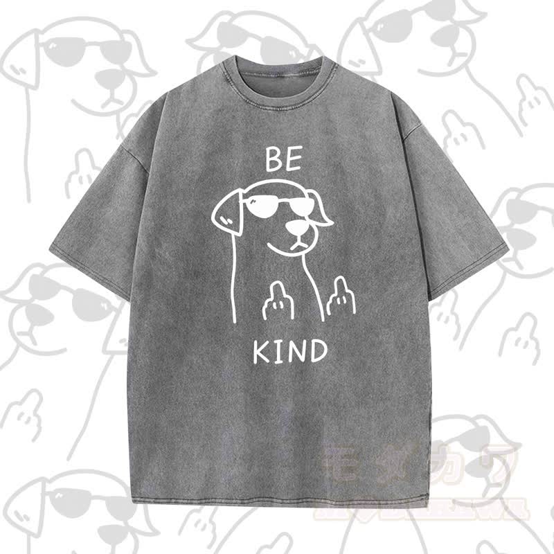 MODAKAWA BE KIND Cooles Kurzarm-T-Shirt mit Hundeprint - Grau B - 5XL - image 4