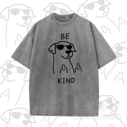 MODAKAWA BE KIND Cooles Kurzarm-T-Shirt mit Hundeprint - Grau A - 5XL - image 3