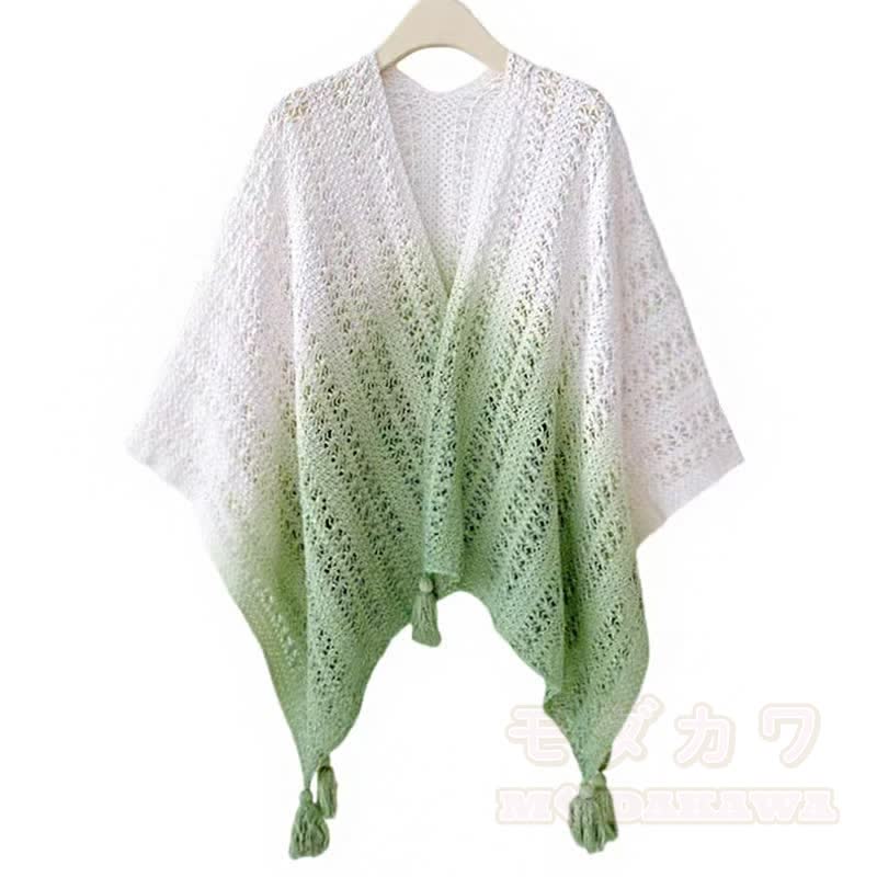 Elegantes zweiteiliges Set aus floralem Kleid mit farbverlaufendem, durchbrochenem Schal. - Schal - 4XL - image 2