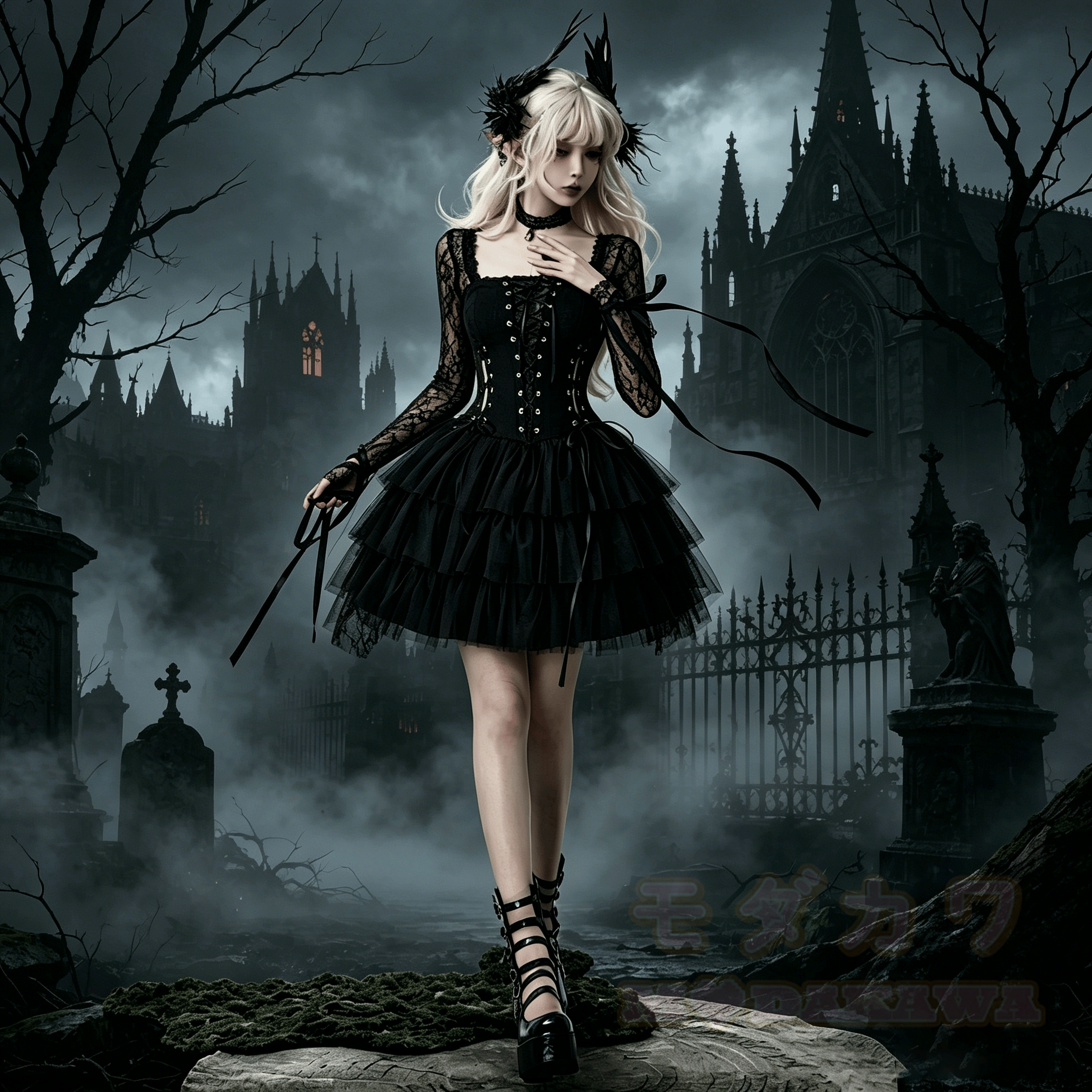 Gothic-Korsettkleid aus Spitzenapplikationen - image 2