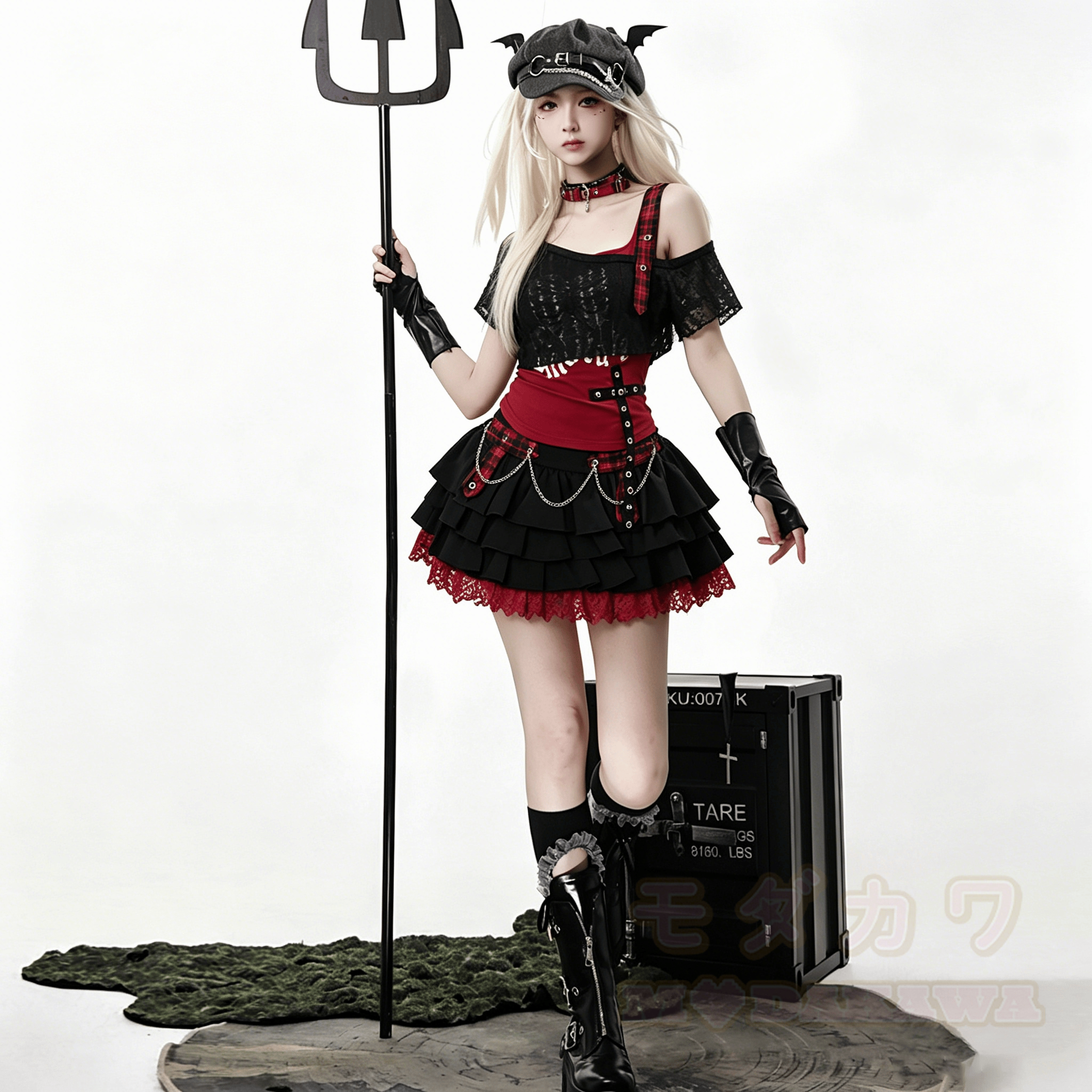 Dreiteiliges Set im Y2K Stil: Top, Camisole und Minirock - image 1