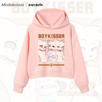 MODAKAWA X zarckets BOYKISSER Cropped Cotton Hoodie mit Katzenmotiv - Rosa - 3XL - image 3