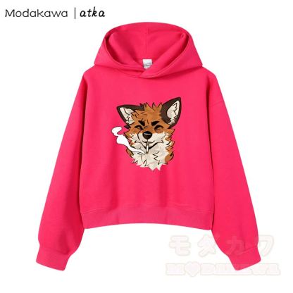 MODAKAWA X atka Cool Fox Graphic Cropped Cotton Hoodie - Rose - 3XL - image 6