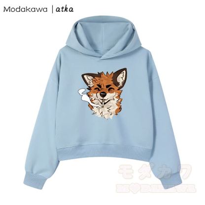 MODAKAWA X atka Cool Fox Graphic Cropped Cotton Hoodie - Blau - 3XL - image 5
