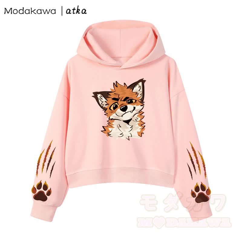 Niedliches Set aus Kapuzenpullover und Shorts mit Fuchsprint, braun, zweiteilig - Rosa Top - 3XL - image 4
