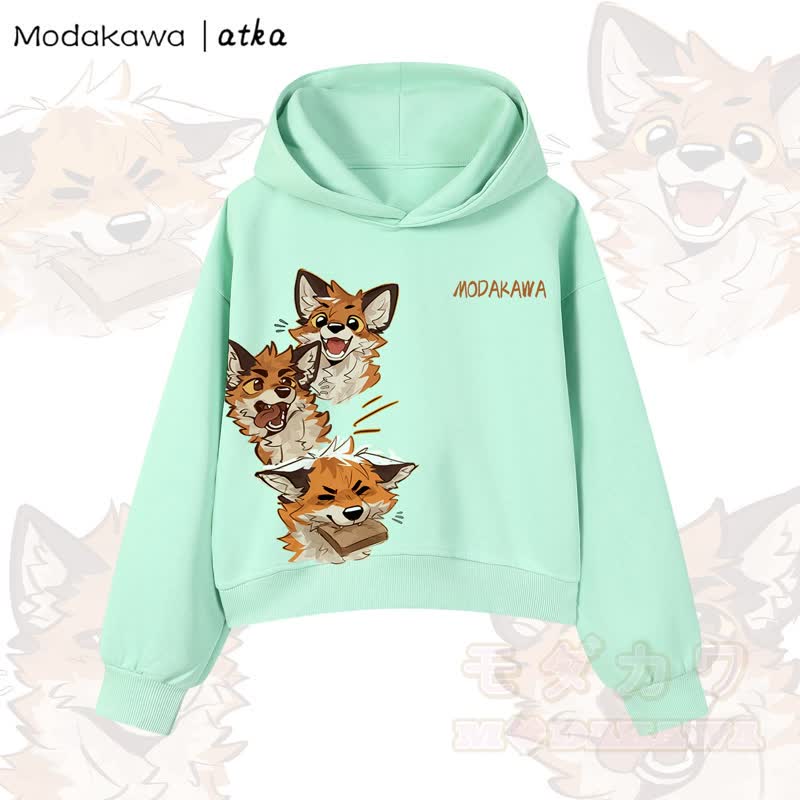 MODAKAWA X atka Niedlicher Fuchs-Grafik-Crop-Couche aus Baumwolle - Grün - 3XL - image 10
