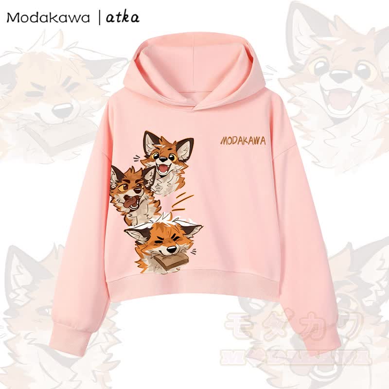 MODAKAWA X atka Niedlicher Fuchs-Grafik-Crop-Couche aus Baumwolle - Rosa - 3XL - image 6