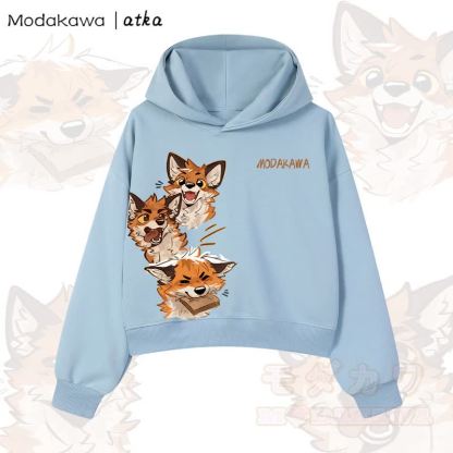 MODAKAWA X atka Niedlicher Fuchs-Grafik-Crop-Couche aus Baumwolle - Blau - 3XL - image 3