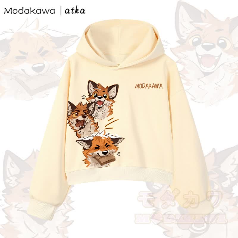 MODAKAWA X atka Niedlicher Fuchs-Grafik-Crop-Couche aus Baumwolle - Gelb - 3XL - image 9