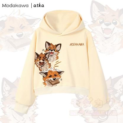 MODAKAWA X atka Niedlicher Fuchs-Grafik-Crop-Couche aus Baumwolle - Gelb - 3XL - image 9