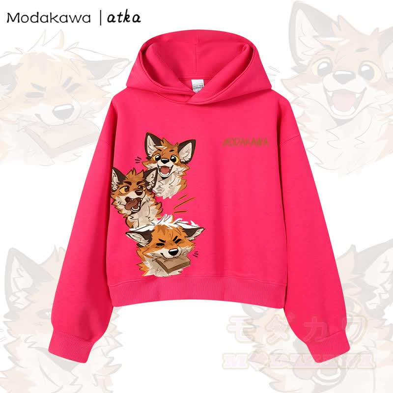 MODAKAWA X atka Niedlicher Fuchs-Grafik-Crop-Couche aus Baumwolle - Rose - 3XL - image 7