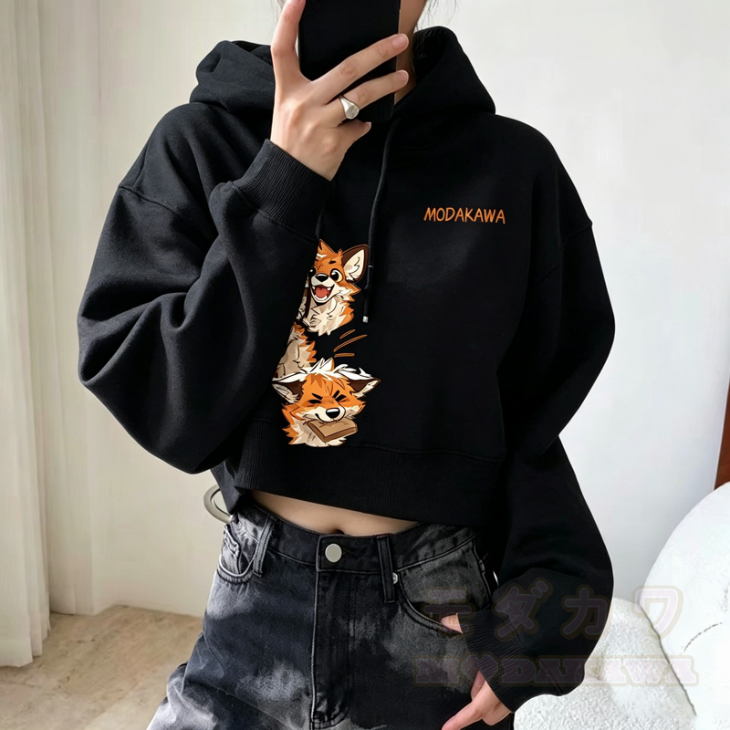 MODAKAWA X atka Niedlicher Fuchs-Grafik-Crop-Couche aus Baumwolle - image 2