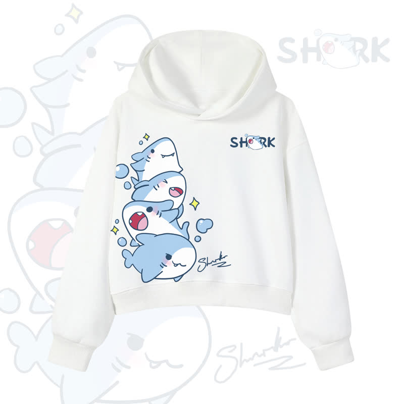 MODAKAWA Bubble Sharks Grafik-Crop-Couche aus Baumwolle - White - 3XL - image 5