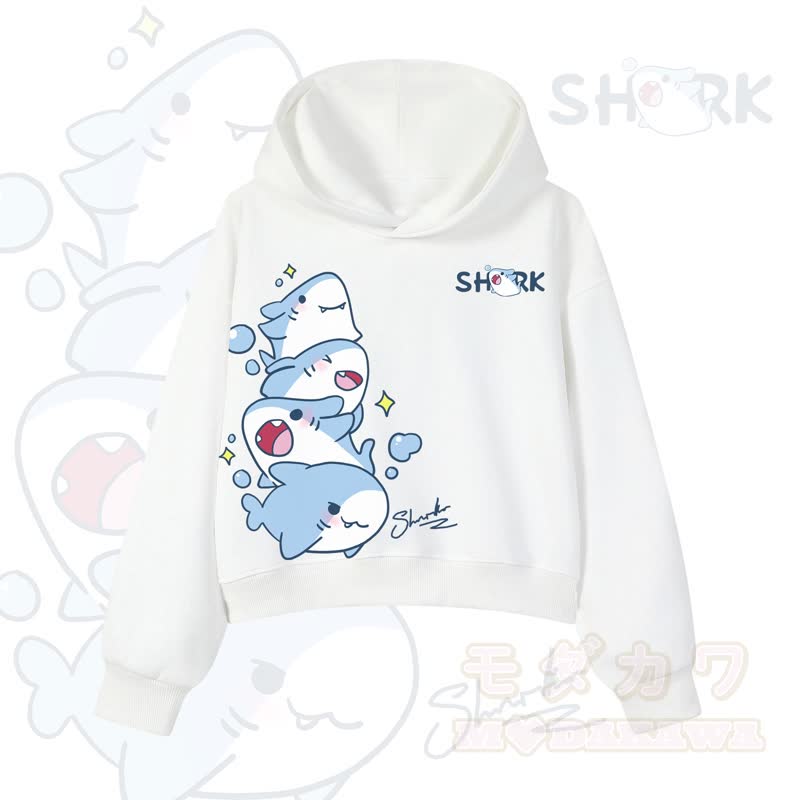 MODAKAWA X atka Niedlicher Hai-Grafik-Crop-Couche aus Baumwolle - Weiß - 3XL - image 5