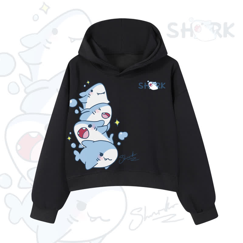 MODAKAWA Bubble Sharks Grafik-Crop-Couche aus Baumwolle - Black - 3XL - image 4