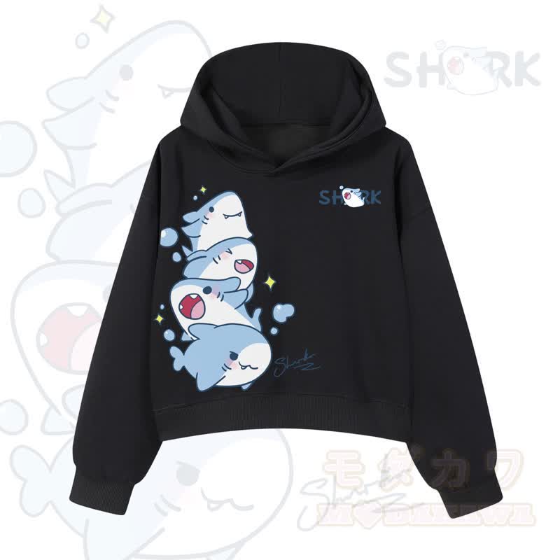MODAKAWA X atka Niedlicher Hai-Grafik-Crop-Couche aus Baumwolle - Schwarz - 3XL - image 4