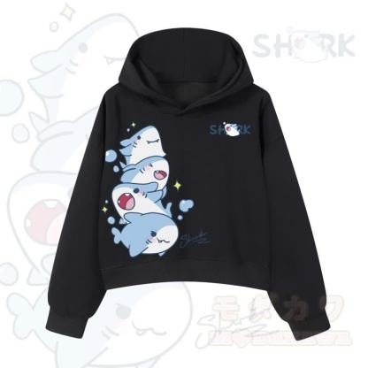 MODAKAWA X atka Niedlicher Hai-Grafik-Crop-Couche aus Baumwolle - Schwarz - 3XL - image 4