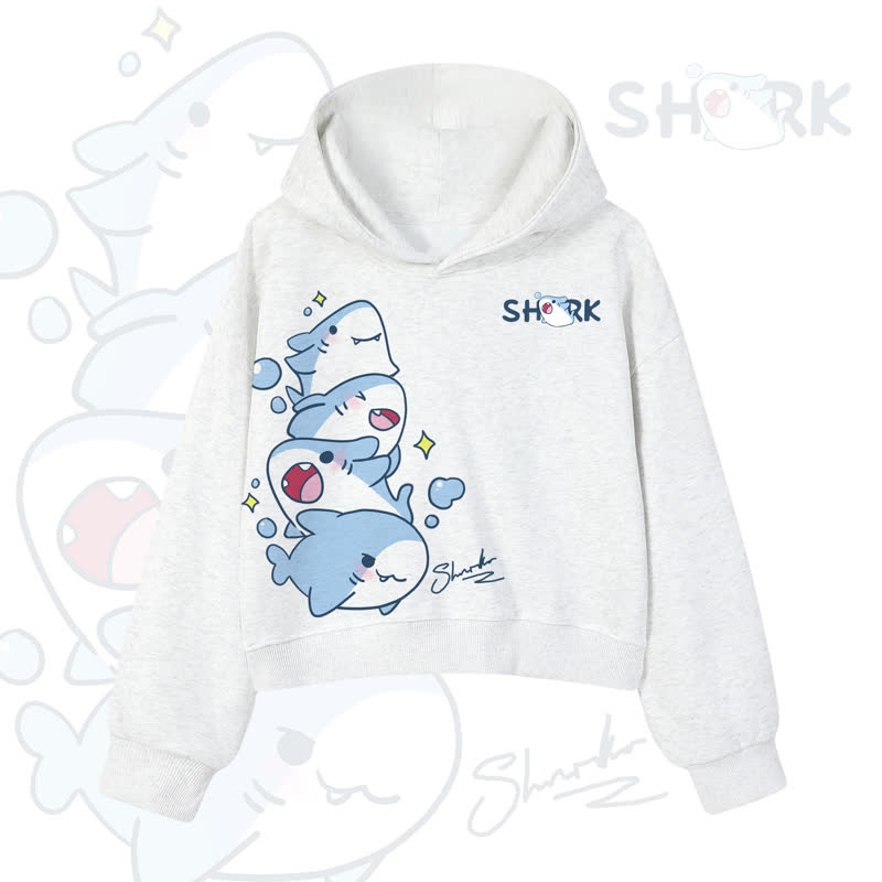 MODAKAWA Bubble Sharks Grafik-Crop-Couche aus Baumwolle - Light Gray - 3XL - image 8