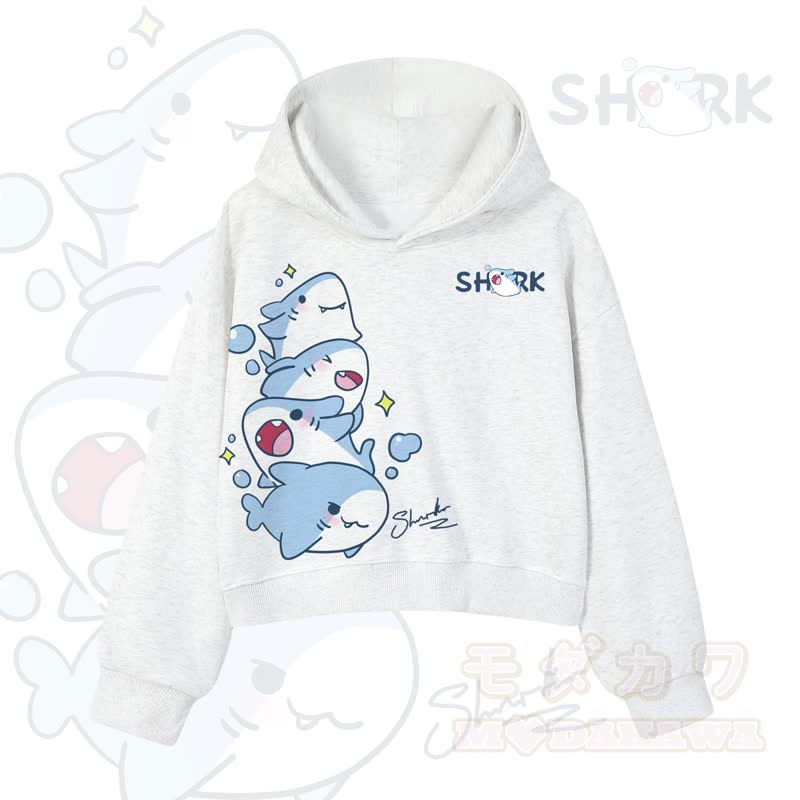 MODAKAWA X atka Niedlicher Hai-Grafik-Crop-Couche aus Baumwolle - Hellgrau - 3XL - image 8