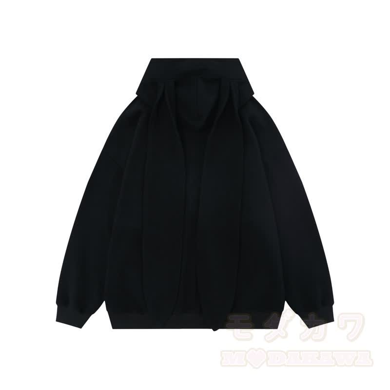 Kawaii Fashion Sternen-Hasenohren-Kapuzenpullover mit Reißverschluss - image 3