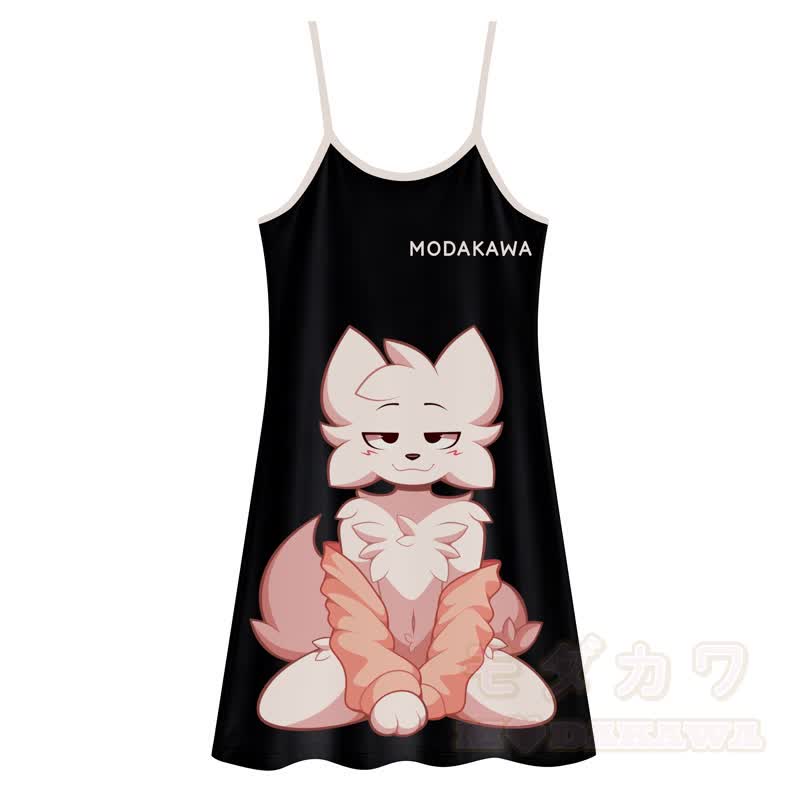 MODAKAWA Slipkleid mit Fuchsmuster, vielseitig tragbar - Schwarz - 5XL - image 2