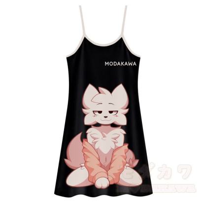 MODAKAWA Slipkleid mit Fuchsmuster, vielseitig tragbar - Schwarz - 5XL - image 2