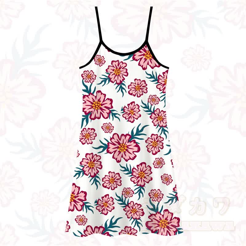 MODAKAWA Rosa Slipkleid mit Blumenmuster, vielseitig tragbar - Pyjama - 5XL - image 1