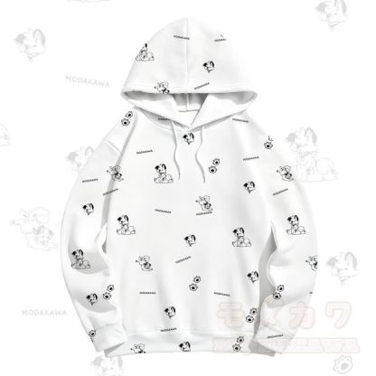 MODAKAWA Kapuzenpullover mit Cartoon-Hunde-Allover-Print - Weiß - 5XL - image 3