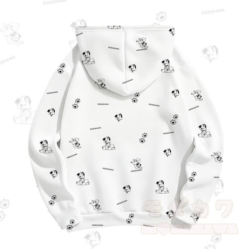 MODAKAWA Kapuzenpullover mit Cartoon-Hunde-Allover-Print - image 4