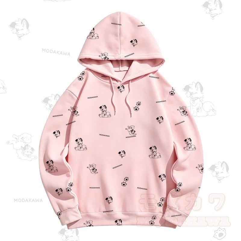 MODAKAWA Kapuzenpullover mit Cartoon-Hunde-Allover-Print - Rosa - 5XL - image 7