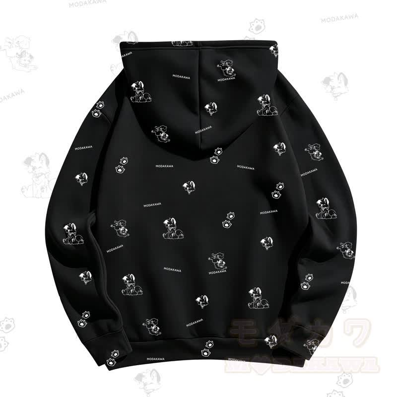 MODAKAWA Kapuzenpullover mit Cartoon-Hunde-Allover-Print - image 2