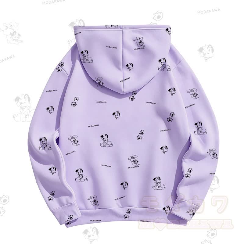 MODAKAWA Kapuzenpullover mit Cartoon-Hunde-Allover-Print - image 10