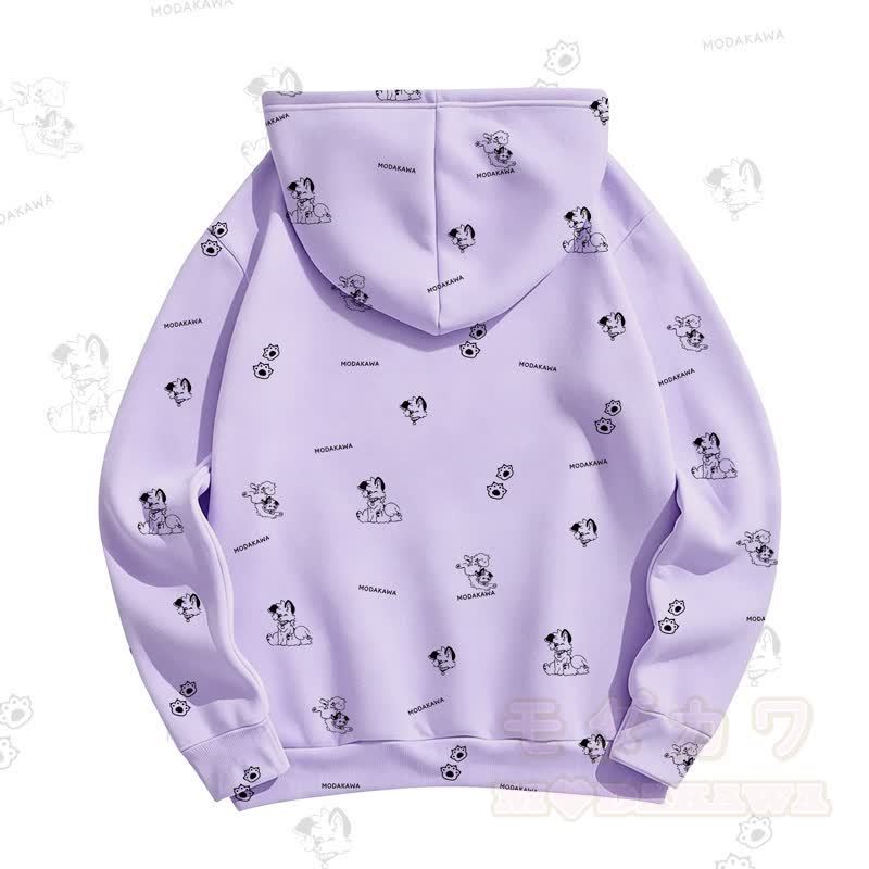 MODAKAWA Kapuzenpullover mit Cartoon-Hunde-Allover-Print - image 10