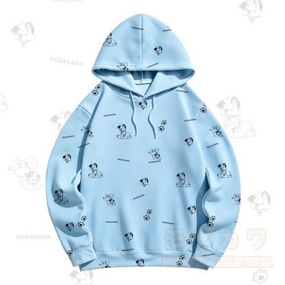 MODAKAWA Kapuzenpullover mit Cartoon-Hunde-Allover-Print - Blau - 5XL - image 5