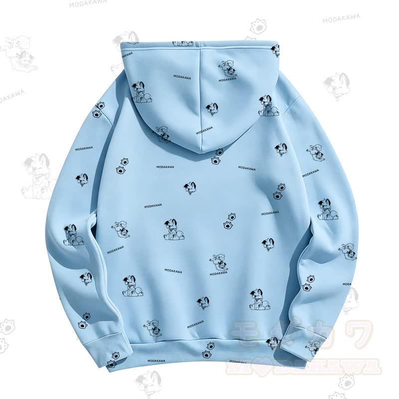 MODAKAWA Kapuzenpullover mit Cartoon-Hunde-Allover-Print - image 6