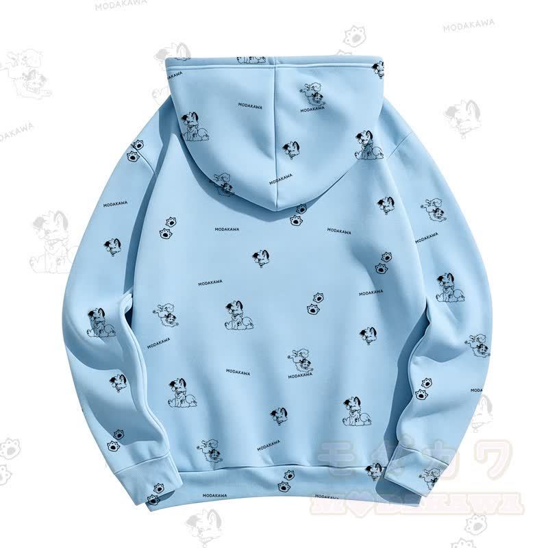 MODAKAWA Kapuzenpullover mit Cartoon-Hunde-Allover-Print - image 6