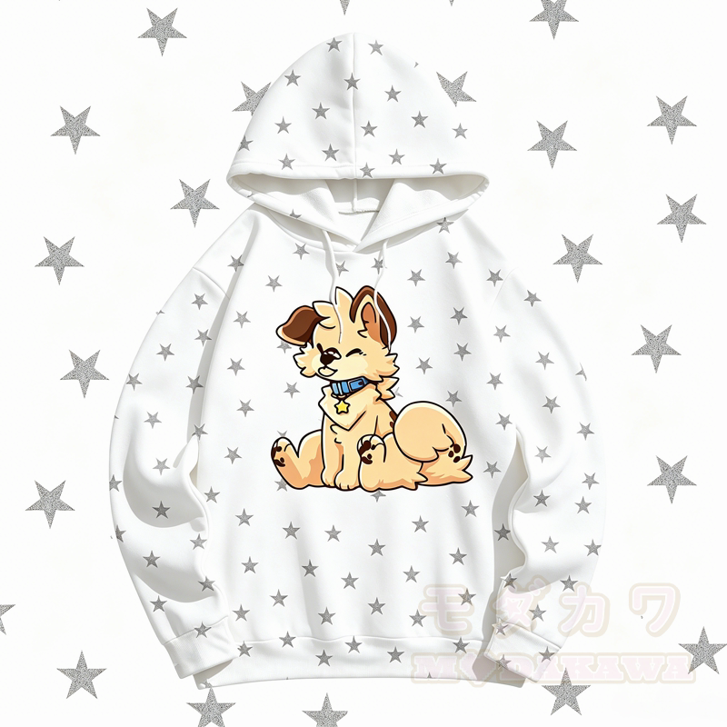 MODAKAWA Kapuzenpullover mit niedlichem Hunde- und Sternenmuster - Weiß - 5XL - image 3