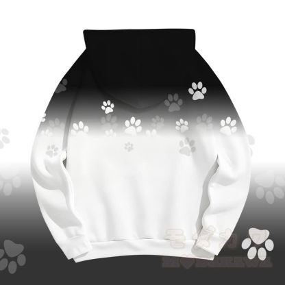 MODAKAWA Kapuzenpullover mit Farbverlauf und Cartoon-Hundepfotenabdruck - image 4
