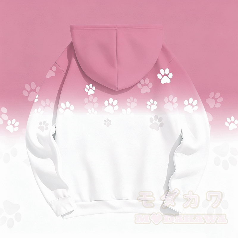 MODAKAWA Kapuzenpullover mit Farbverlauf und Cartoon-Hundepfotenabdruck - image 6