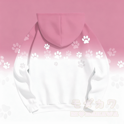 MODAKAWA Kapuzenpullover mit Farbverlauf und Cartoon-Hundepfotenabdruck - image 6