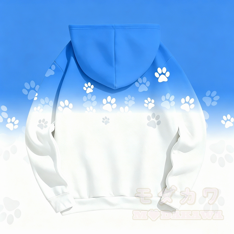 MODAKAWA Kapuzenpullover mit Farbverlauf und Cartoon-Hundepfotenabdruck - image 2