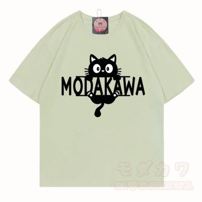 MODAKAWA MEW Niedliches Kätzchen-Motiv T-Shirt aus 100 % Baumwolle - Milchgrün - 5XL - image 5