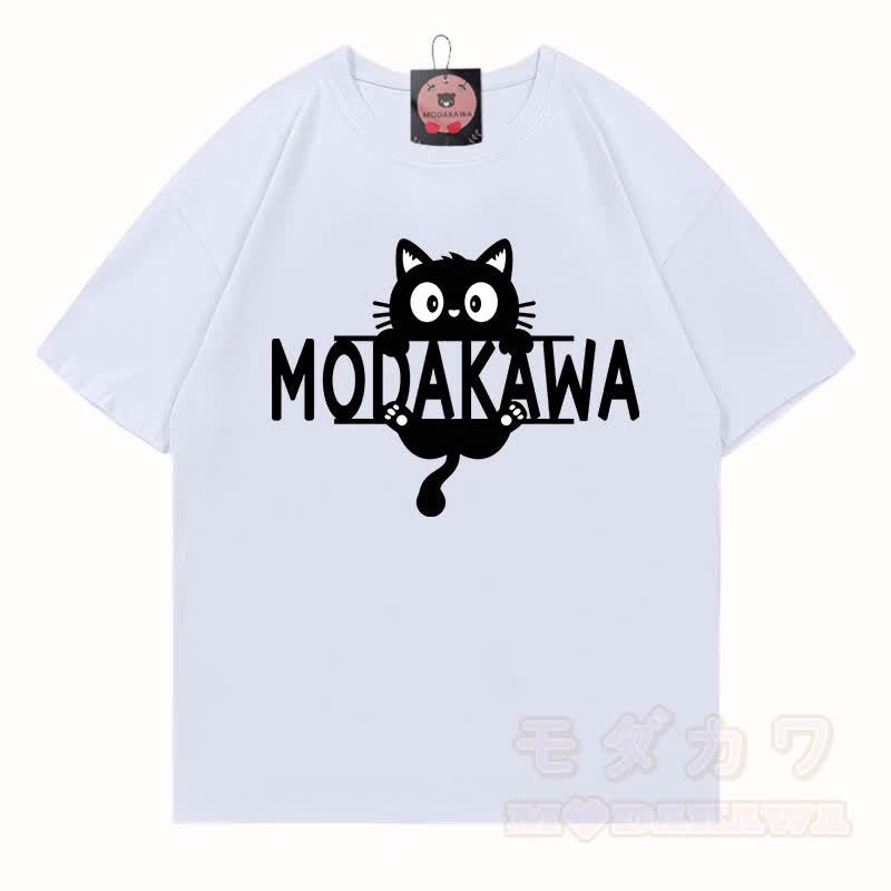 MODAKAWA MEW Niedliches Kätzchen-Motiv T-Shirt aus 100 % Baumwolle - Weiß - 5XL - image 4