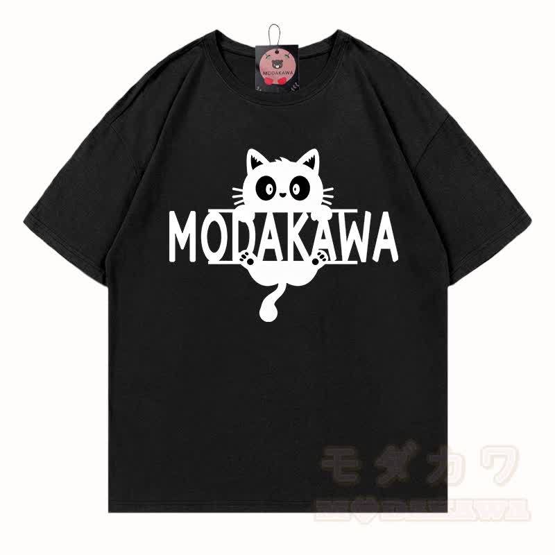 MODAKAWA MEW Niedliches Kätzchen-Motiv T-Shirt aus 100 % Baumwolle - Schwarz - 5XL - image 3