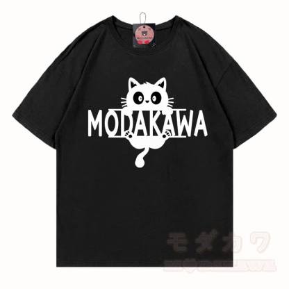 MODAKAWA MEW Niedliches Kätzchen-Motiv T-Shirt aus 100 % Baumwolle - Schwarz - 5XL - image 3