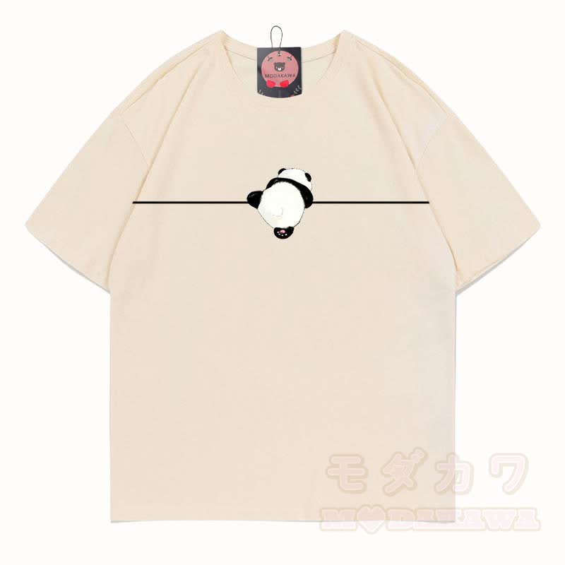 MODAKAWA Panda Grafik T-Shirt aus 100 % Baumwolle - Aprikose - 5XL - image 6