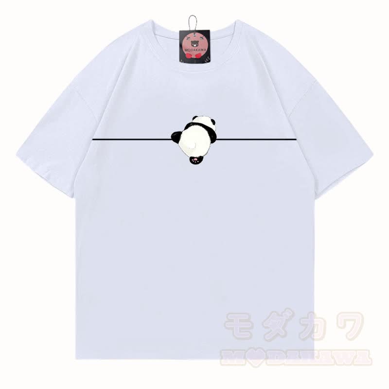 MODAKAWA Panda Grafik T-Shirt aus 100 % Baumwolle - Weiß - 5XL - image 4
