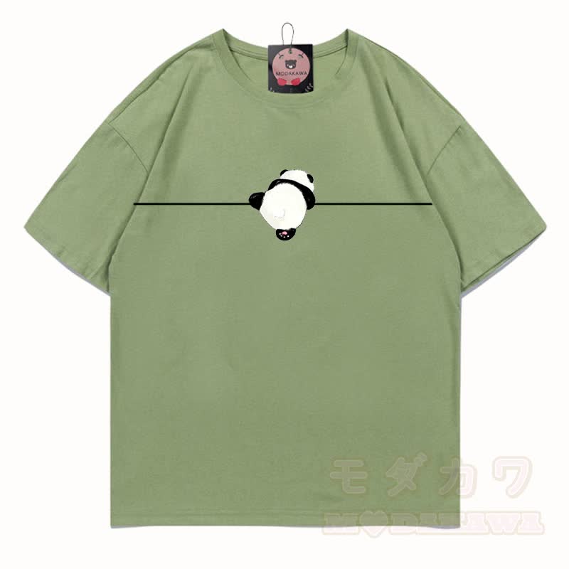 MODAKAWA Panda Grafik T-Shirt aus 100 % Baumwolle - Hellgrün - 5XL - image 8